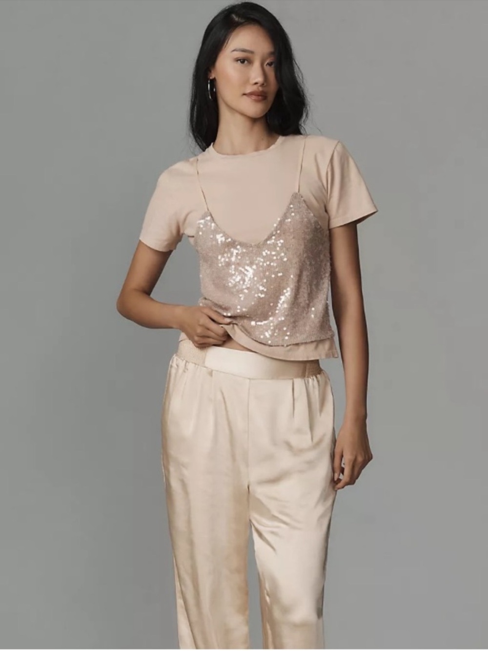 Anthropologie x Le Superbe Birdie Sequin Short Sleeve T-shirt Size Large NWT